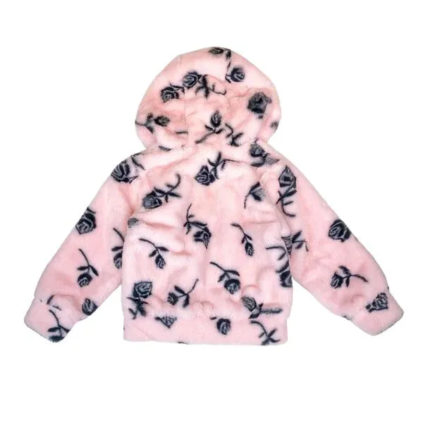 Rose Furry Hooded Jacket