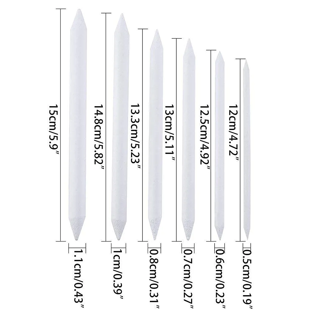 Sabahz Trading Art Ranger Paper Blending Stump Set ( Paper Stump ) with Sand Paper & Kneadable Art Eraser - (White) 6pc