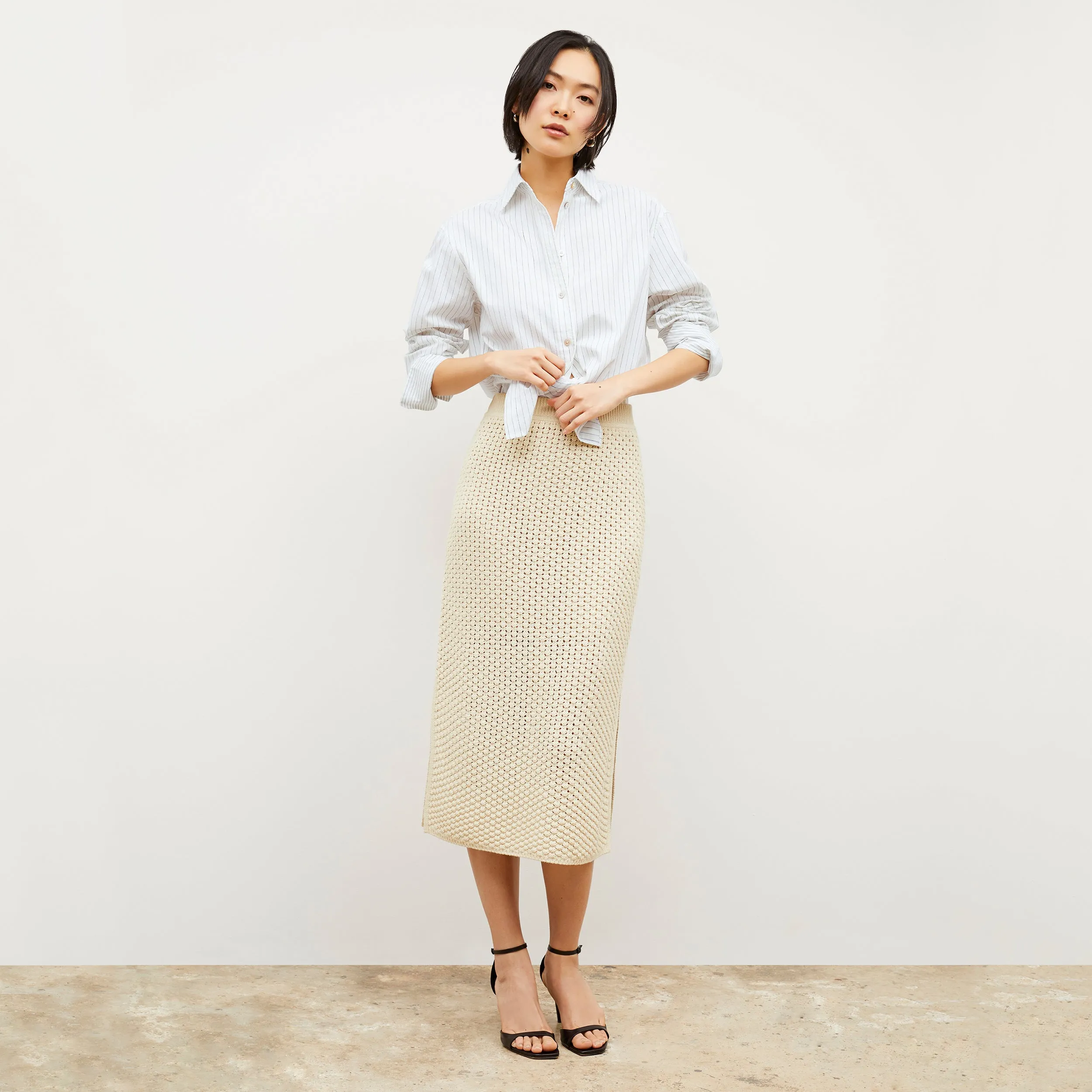 Senga Skirt - Popcorn Knit :: Coconut