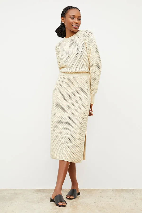 Senga Skirt - Popcorn Knit :: Coconut