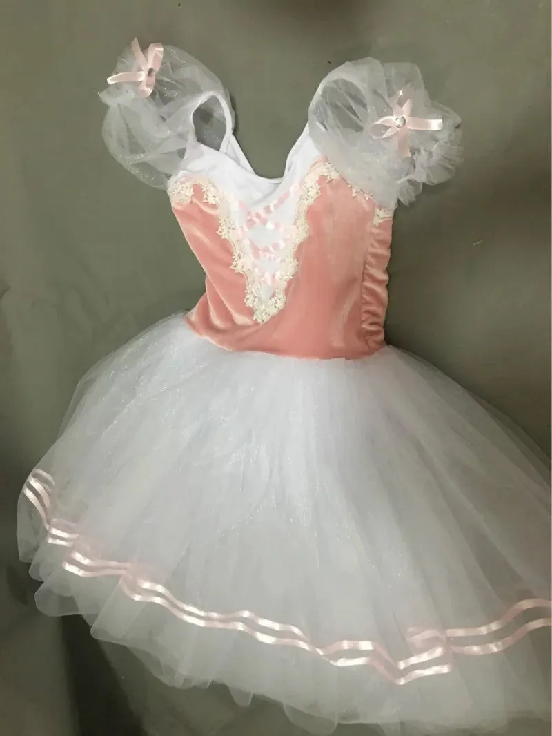 Short Puff Sleeve Ballet Costume Ballerina Dance Dress