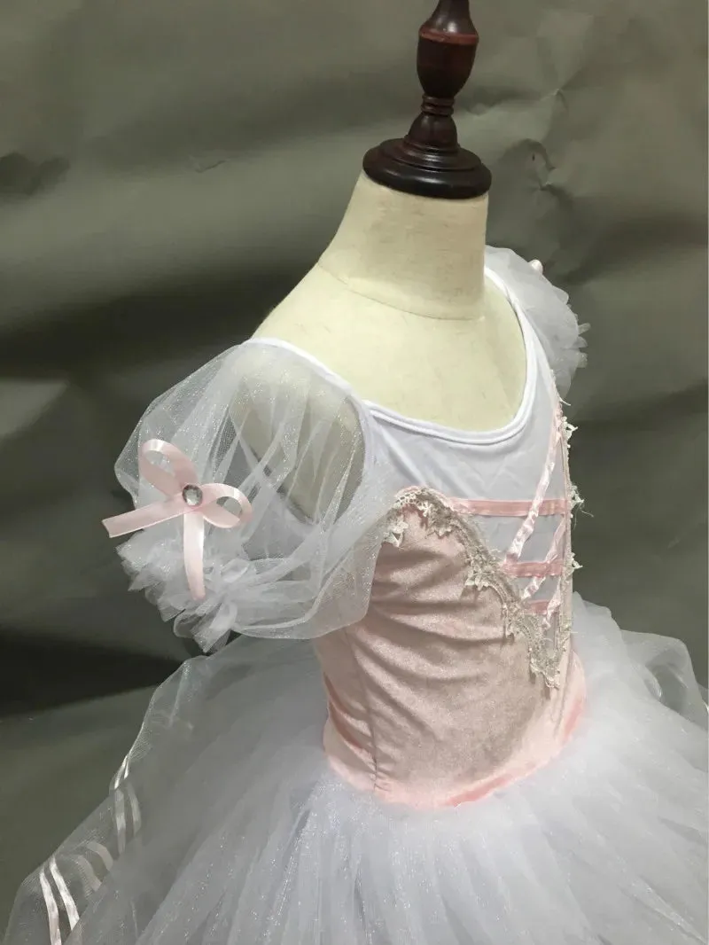 Short Puff Sleeve Ballet Costume Ballerina Dance Dress