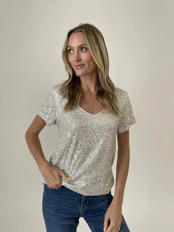 Silver Sequin Anna Top