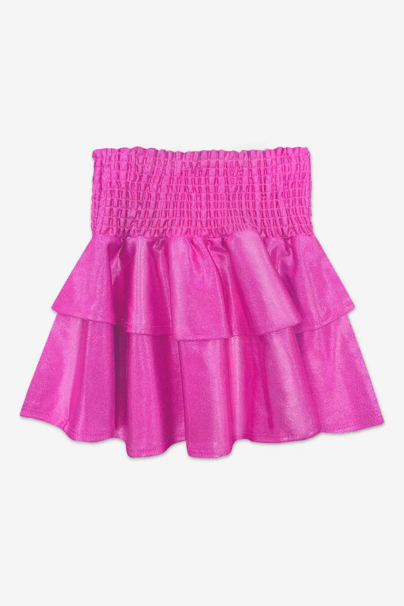 Smocked Skirt - Bubblegum Pink Glitter