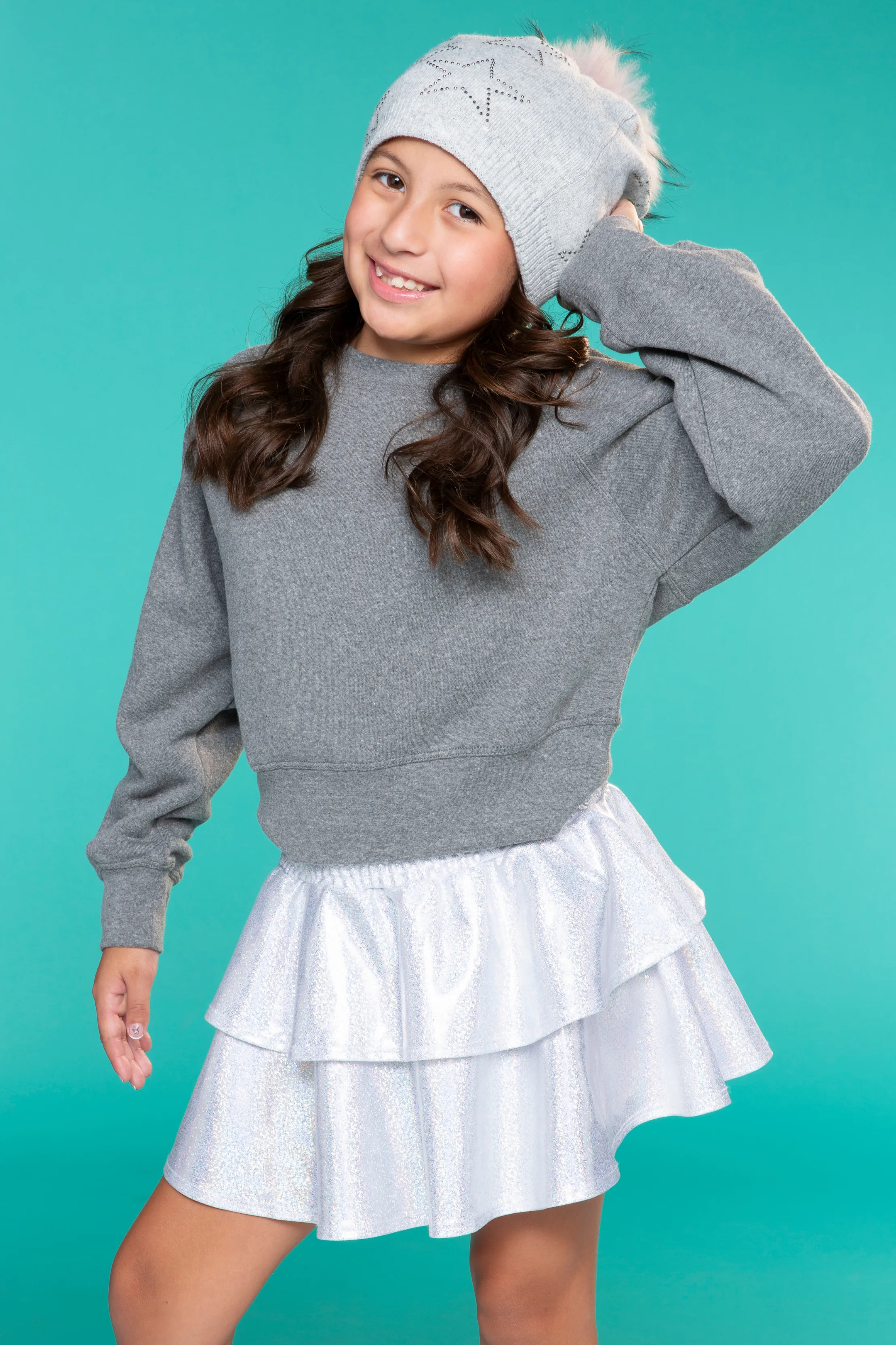 Smocked Skirt - Silver Glitter