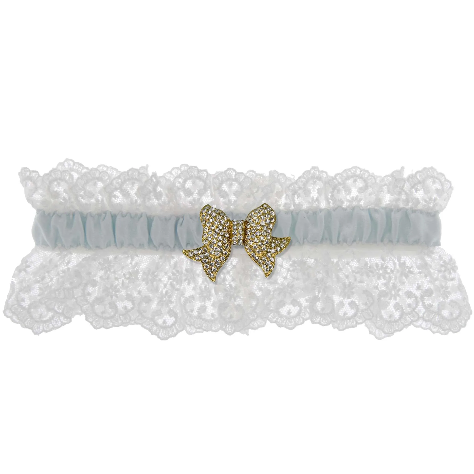 Something Blue Wedding Garter - White