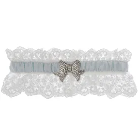 Something Blue Wedding Garter - White