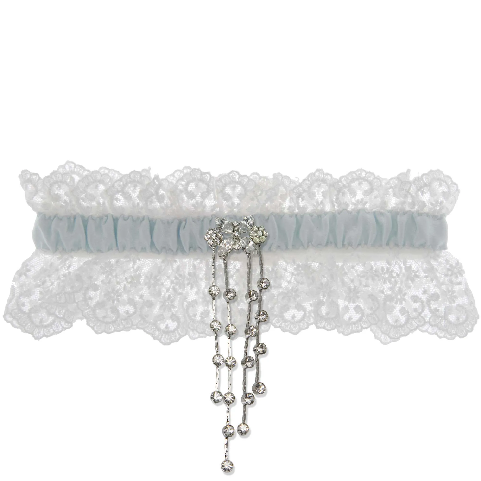 Something Blue Wedding Garter - White