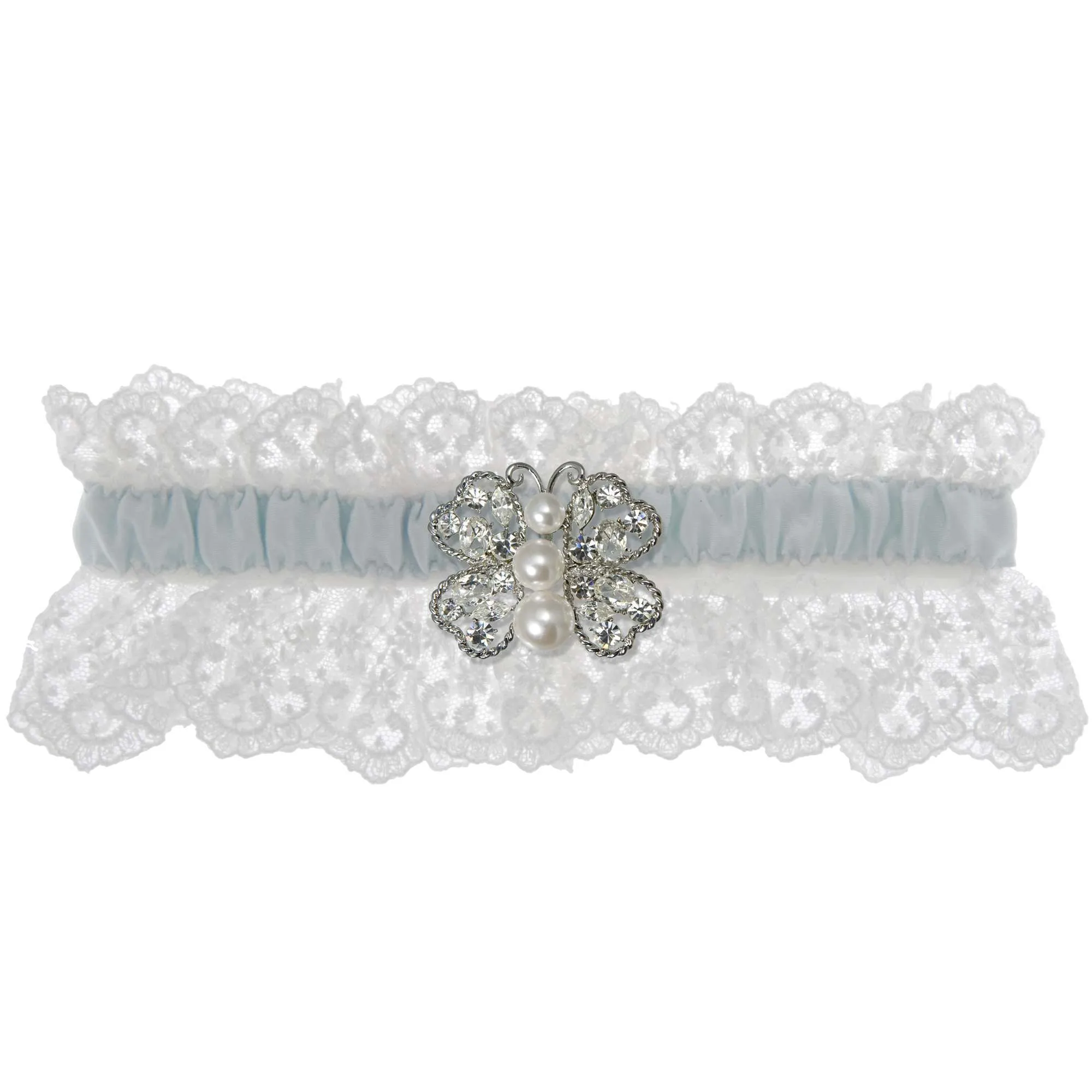 Something Blue Wedding Garter - White