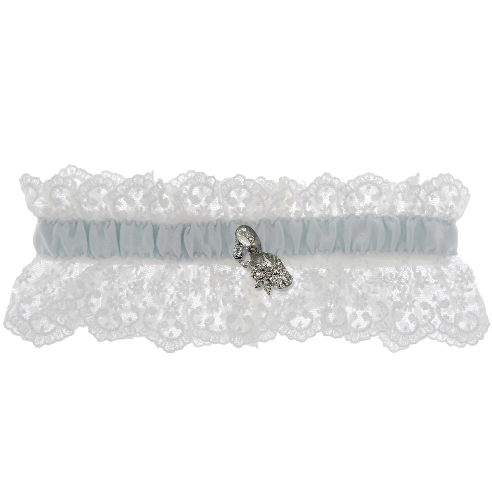 Something Blue Wedding Garter - White