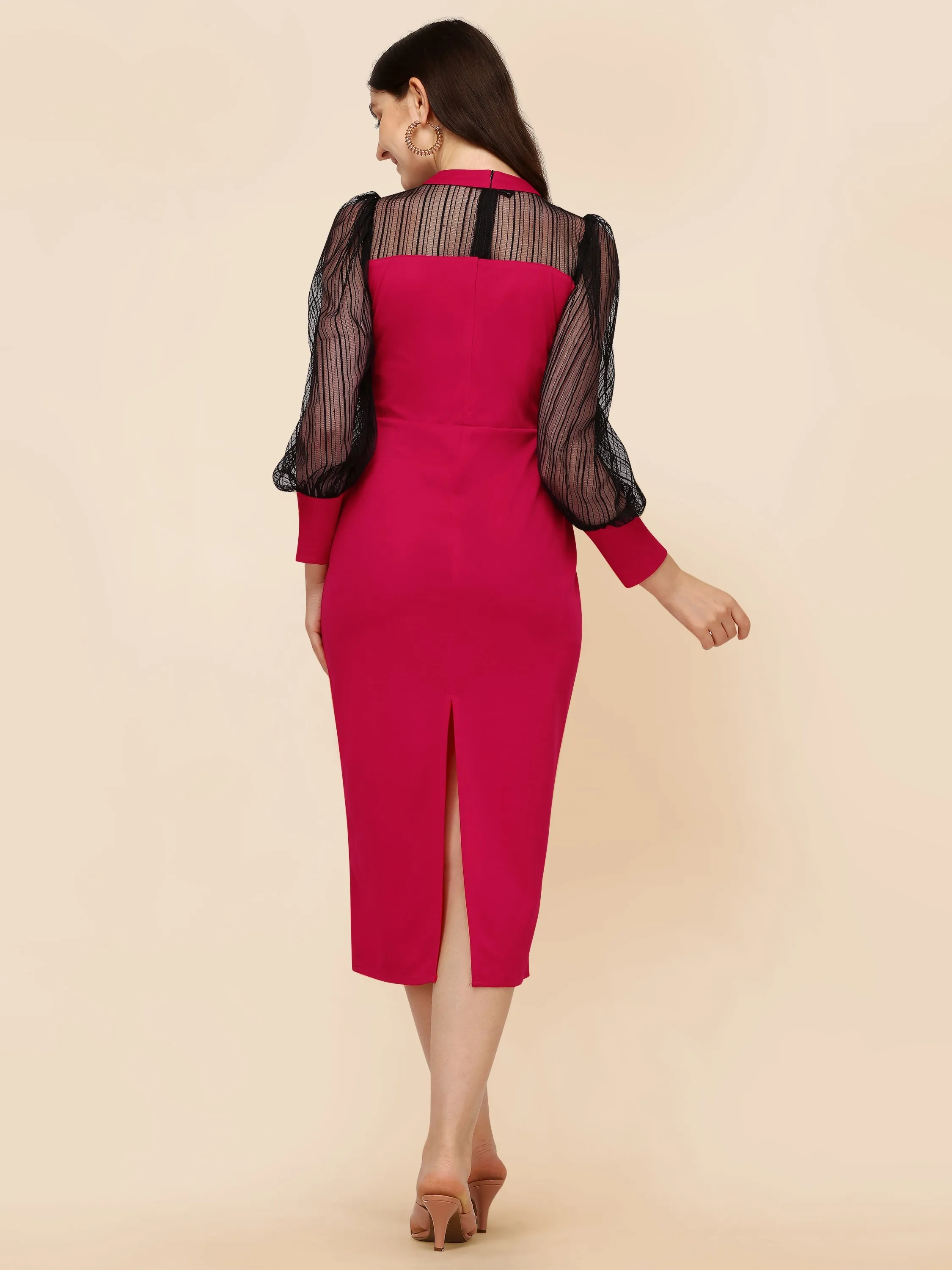 Sophisticated Mock neck Knit Bodycon Midi Dress