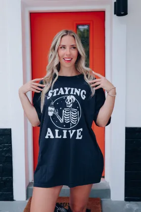 Staying Alive Graphic Tee - Black