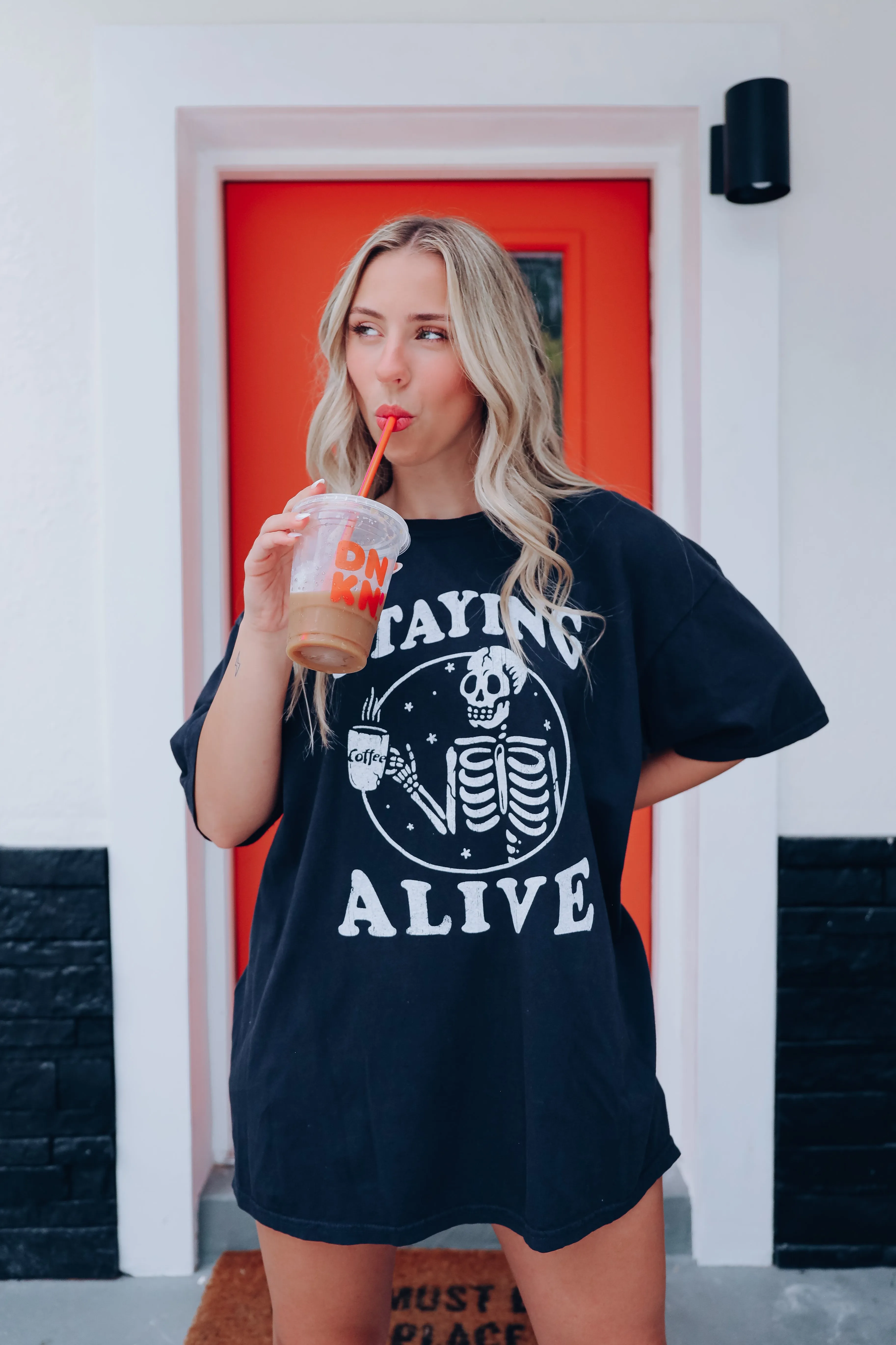 Staying Alive Graphic Tee - Black