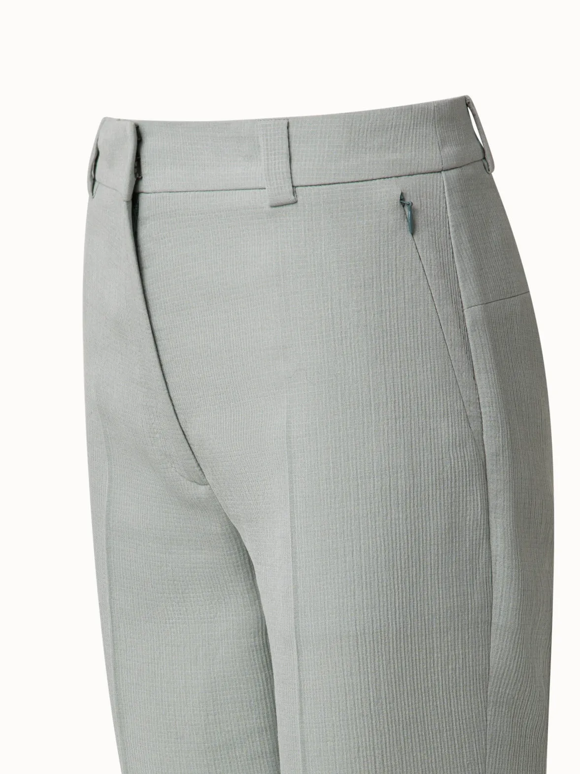 Tapered Cotton Silk Structured Double Face Pant