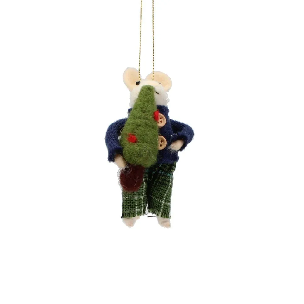 Tartan Mouse and Tree Decoration