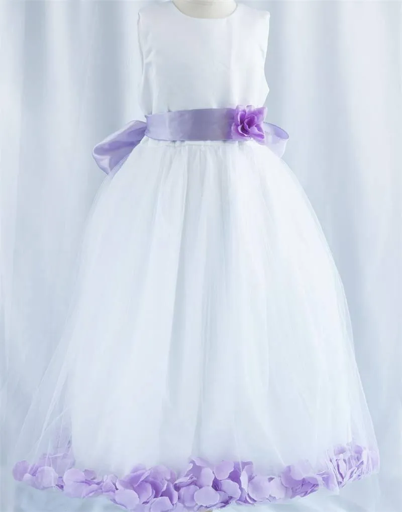 Tulle Overlay Flower Girl Petal Dress - Ivory