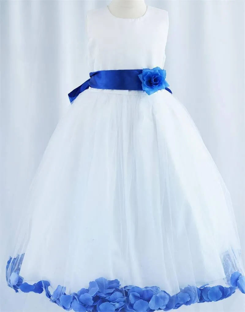 Tulle Overlay Flower Girl Petal Dress - Ivory