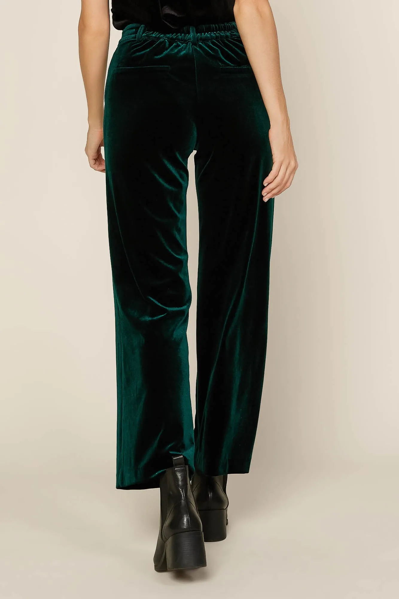 VELVET WIDE LEG PANTS