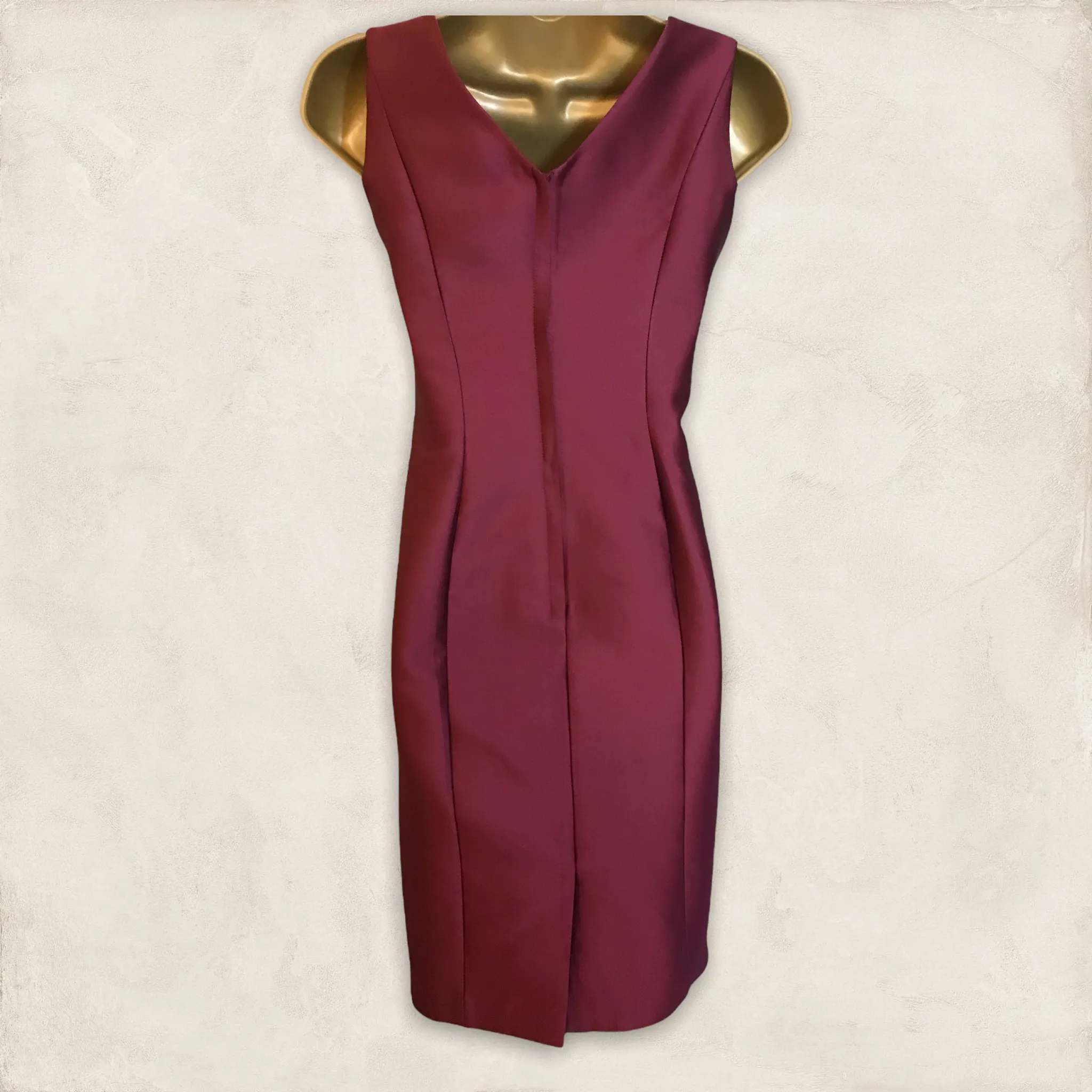 Veni Infantino for Ronald Joyce Women's Claret Satin Pencil Dress UK 8 US 4 EU 36 IT 40