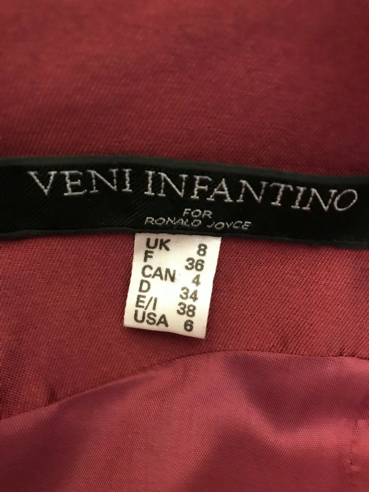 Veni Infantino for Ronald Joyce Women's Claret Satin Pencil Dress UK 8 US 4 EU 36 IT 40