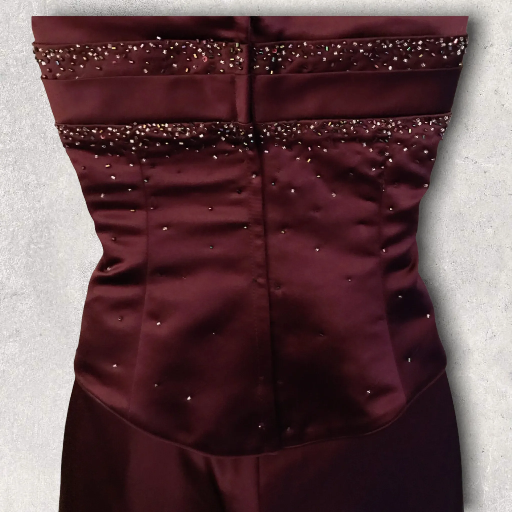 Veromia Womens Burgundy Satin Skirt & Bodice UK 10/12