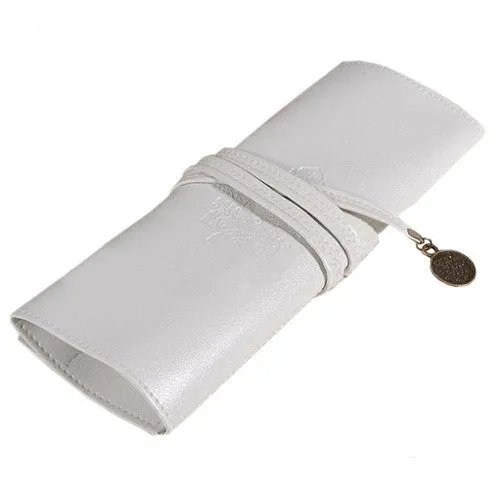 Vintage Retro Luxury Roll Leather Make Up Cosmetic Pen Pencil Case Pouch Purse Bag for School