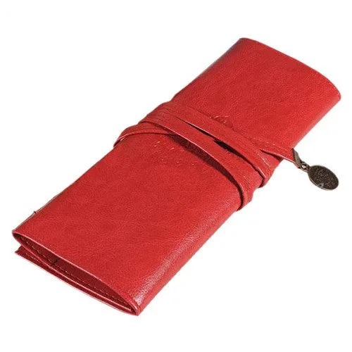 Vintage Retro Luxury Roll Leather Make Up Cosmetic Pen Pencil Case Pouch Purse Bag for School