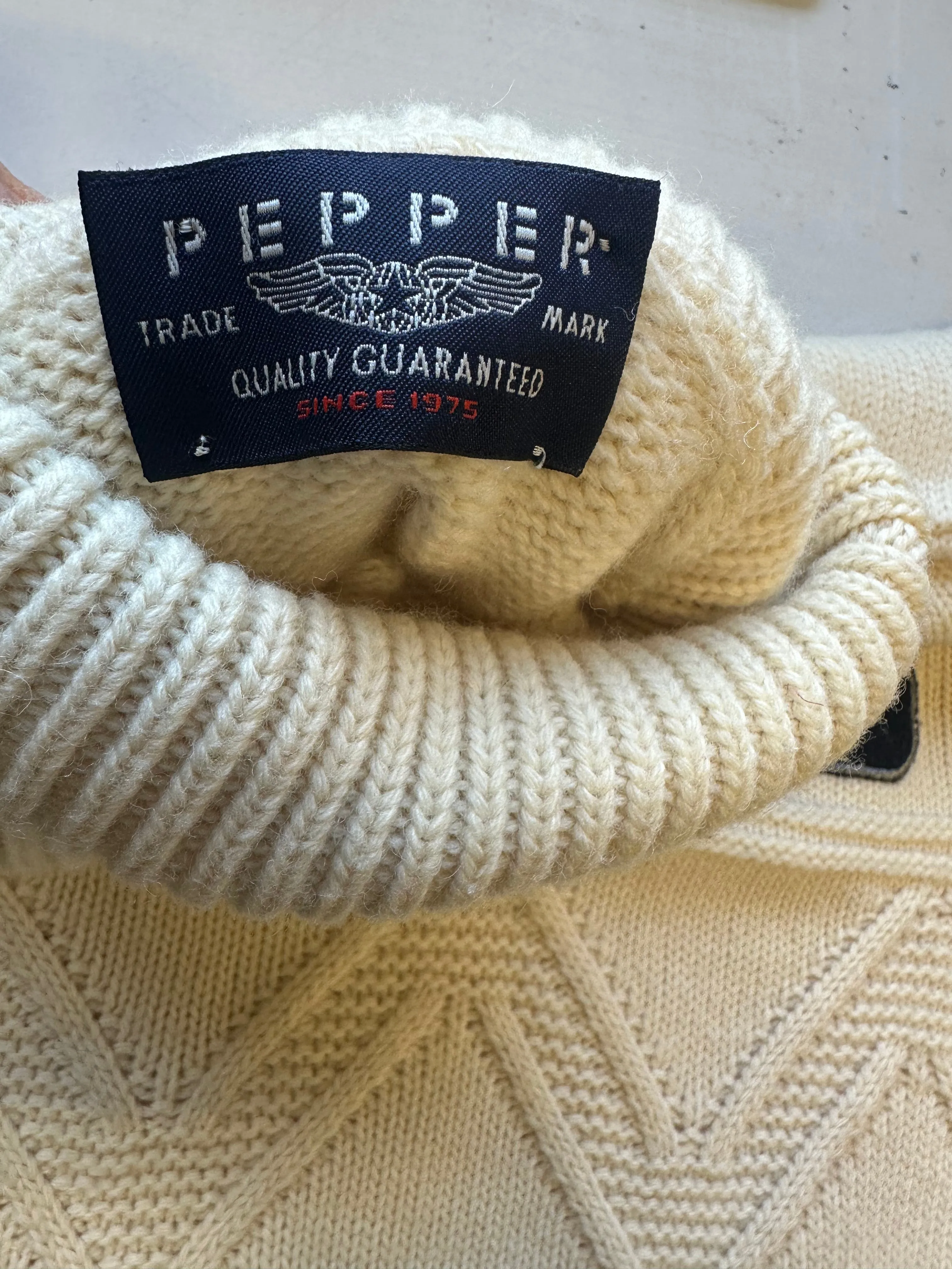 vintage wool cream ybers knitted turtleneck