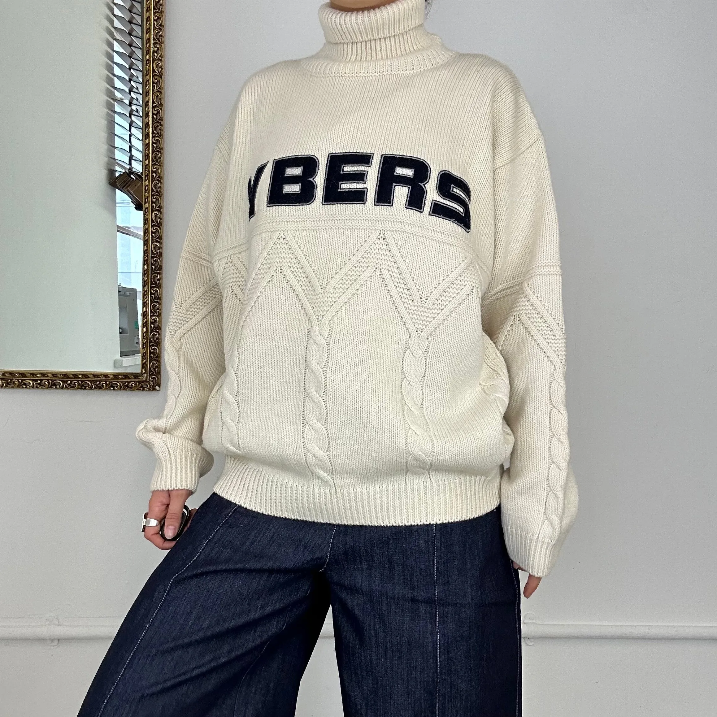 vintage wool cream ybers knitted turtleneck