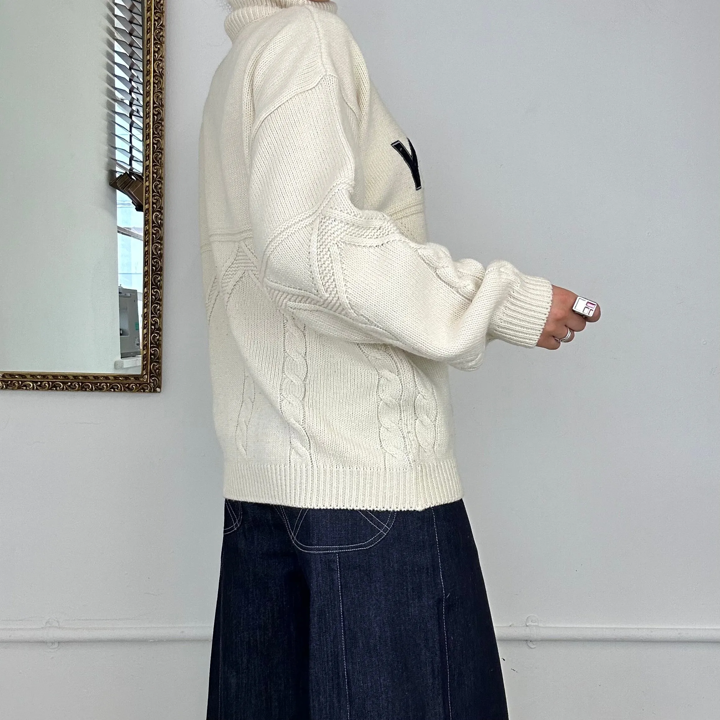 vintage wool cream ybers knitted turtleneck