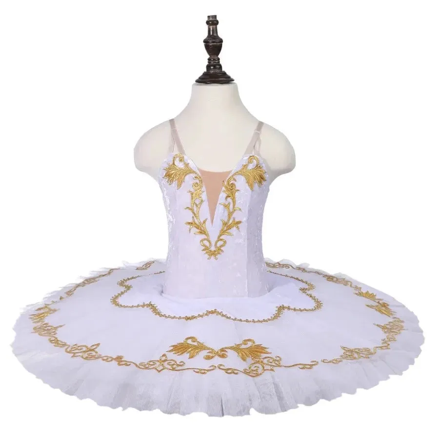 White Gold Fairy Tutu Professional Ballet Costume Pancake Tutu