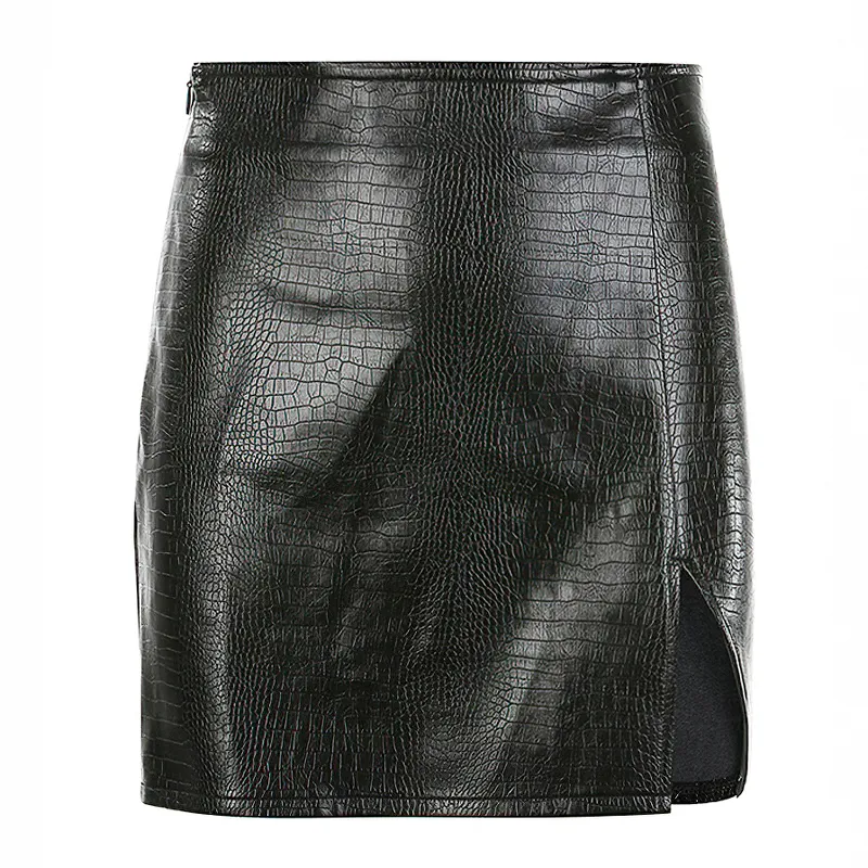 Women's Black Mini PU Leather Skirt / Sexy Pencil Skirts High Waist