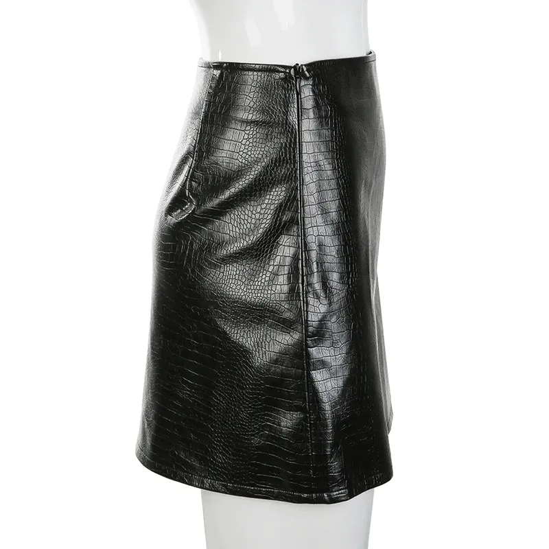 Women's Black Mini PU Leather Skirt / Sexy Pencil Skirts High Waist