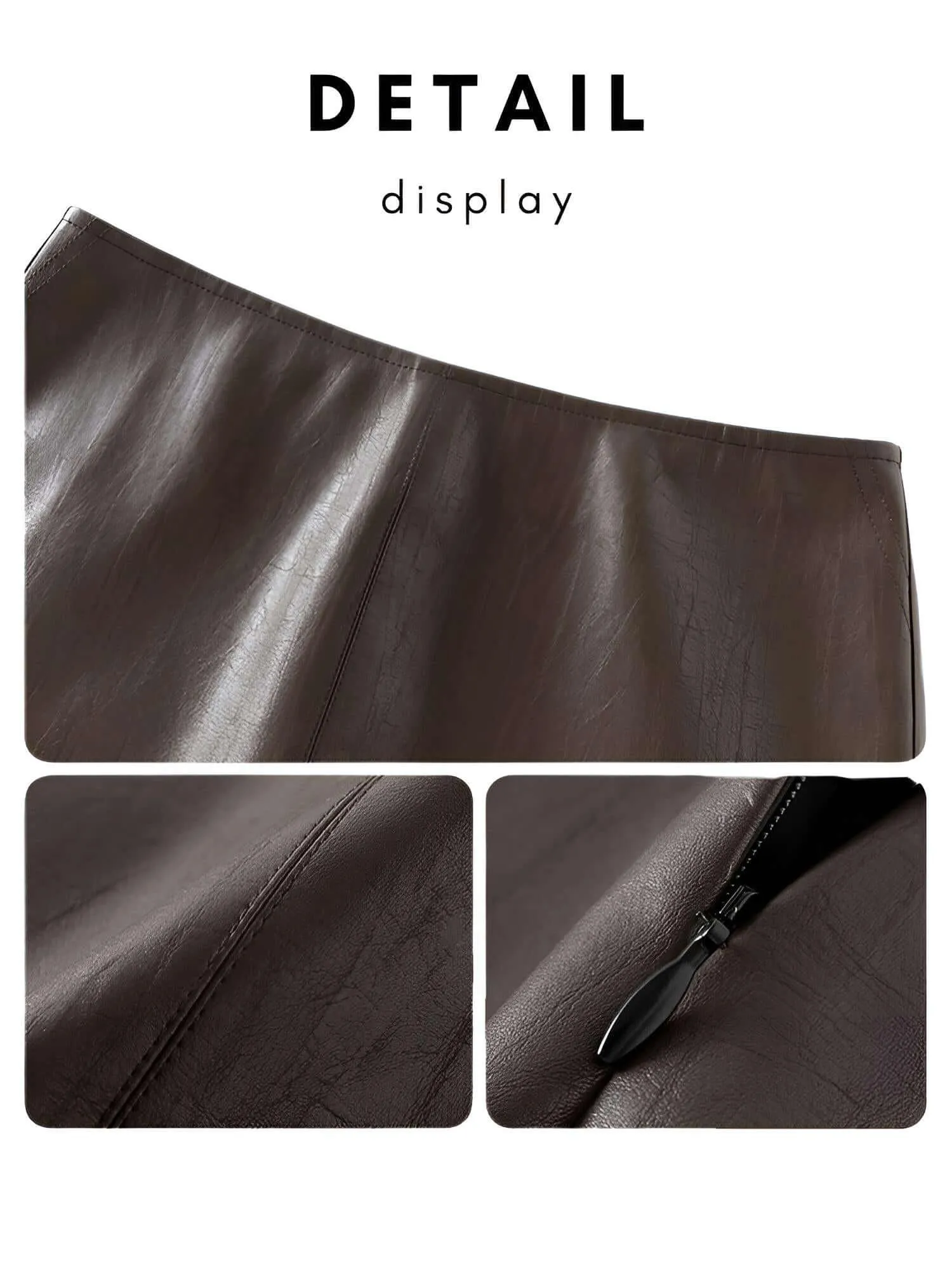 Women's Brown Leather Mini Skirt