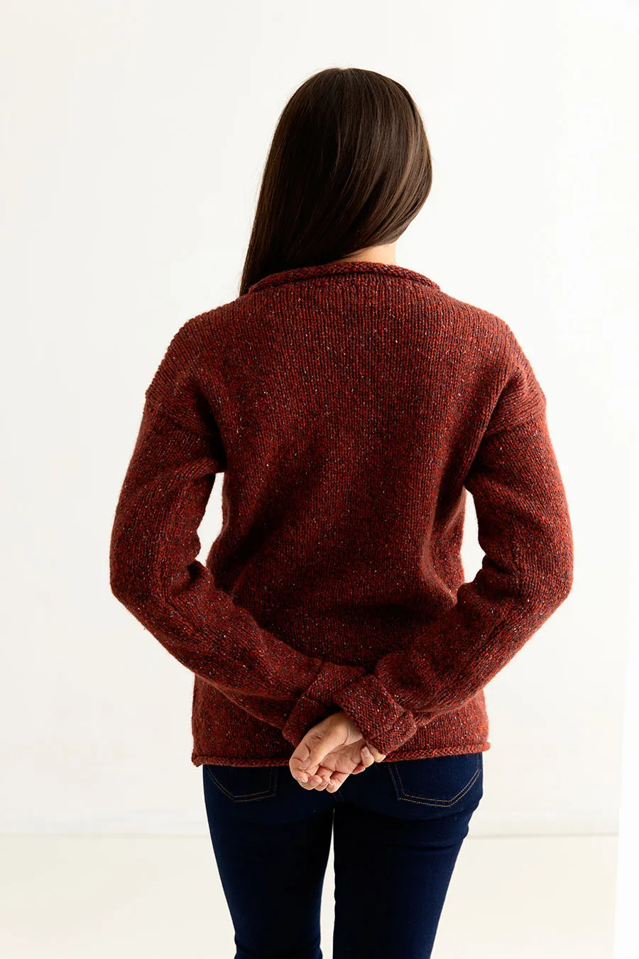 Womens Chunky cuffed jumper - Russet marl