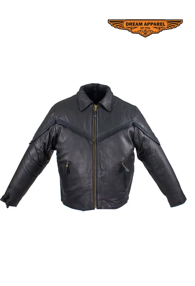 Women's Motorcycle Jacket With Fashionable Flat Braid