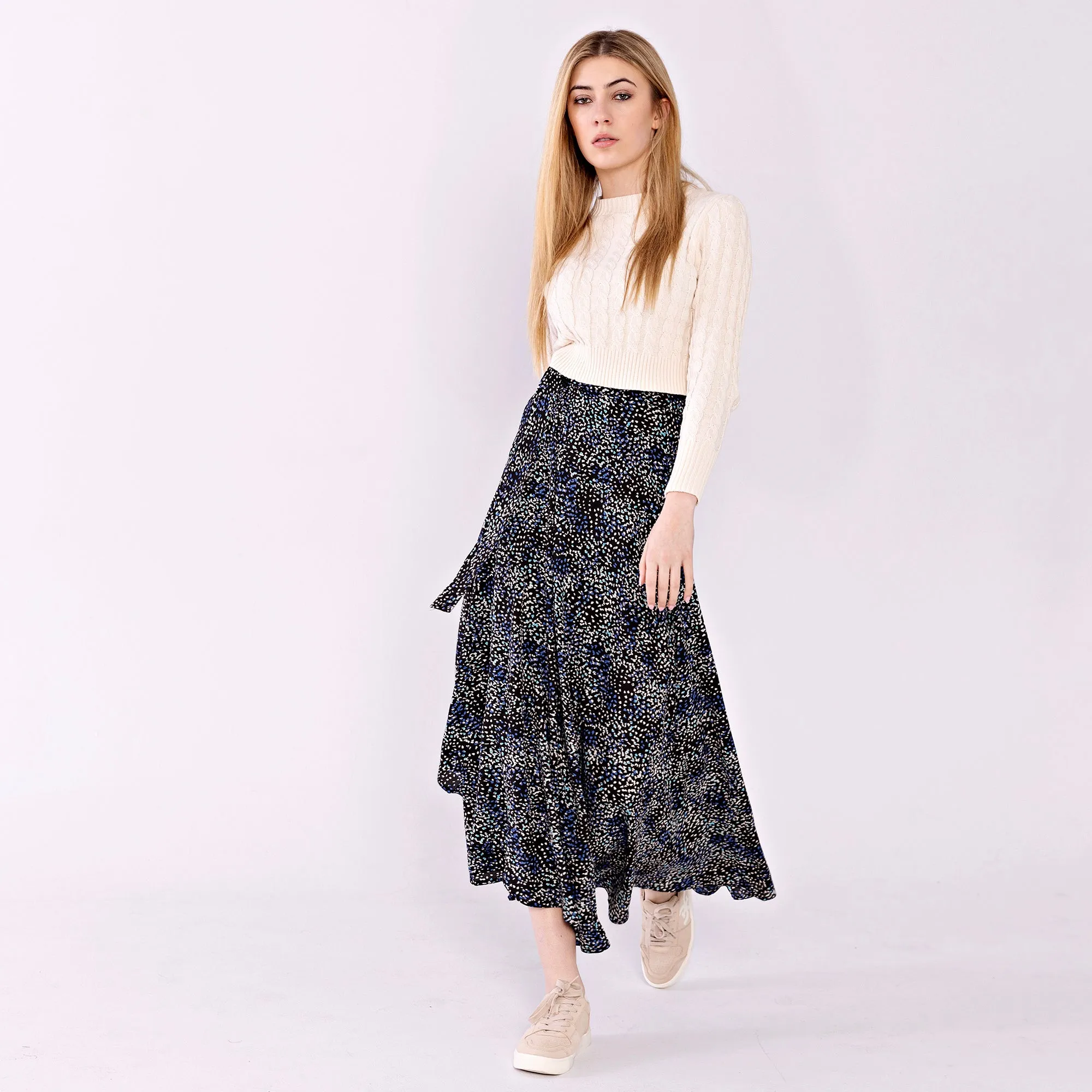 Wrap Tie Skirt Print  IN: Multi Print