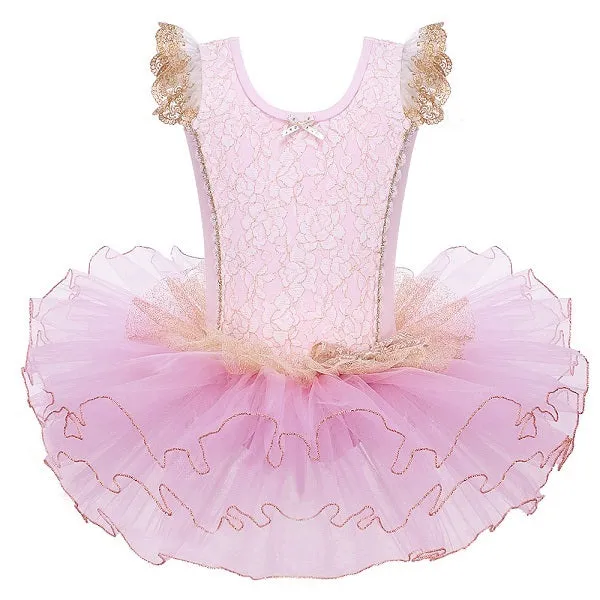 Young Girls Ballet Tutu Tulle Dress Sleeveless Gymnastics Leotard Costume